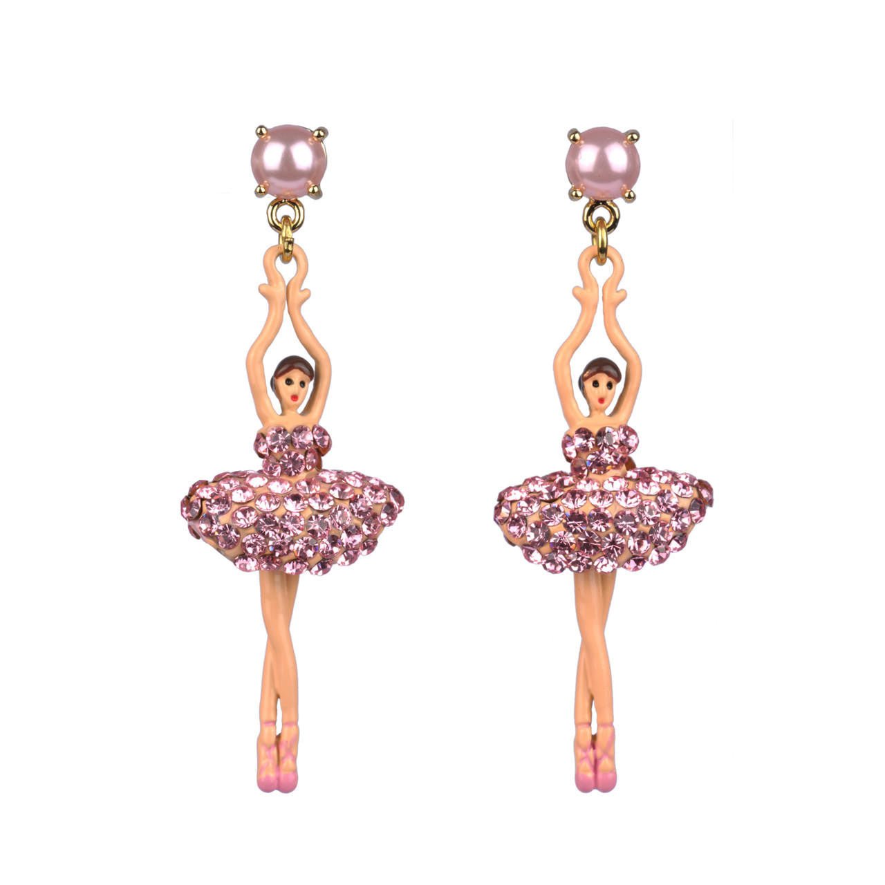 Postear Pas de Deux Lux Ballerina Vintage Rose Earrings | ZDDL1151 - Les Nereides