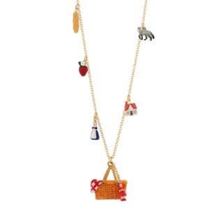 Promenons Nous Little Red Riding Hood Hidden In Theé Basket With Multi Éléments Necklace | AECR3121 - Les Nereides