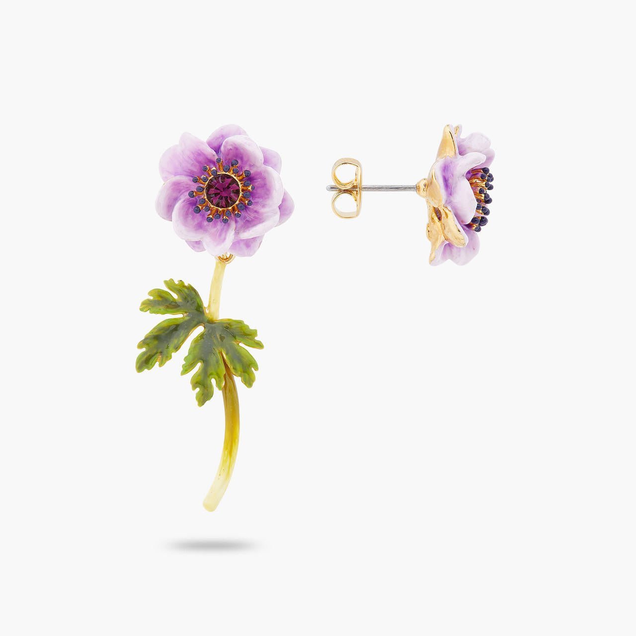 Purple Anemone Asymmetrical Earrings | ARPF1011 - Les Nereides