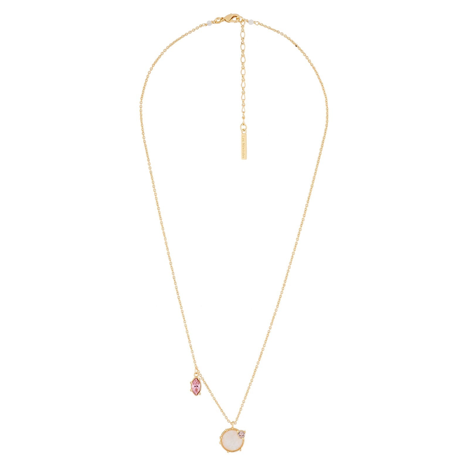 Quartz And Asymmetrical Rhinestones Thin Necklace | AJPF301 - Les Nereides