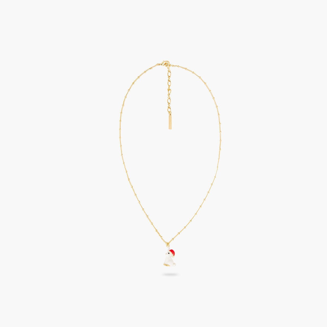Rabbit and santa hat pendant necklace | AQNE3041 - Les Nereides