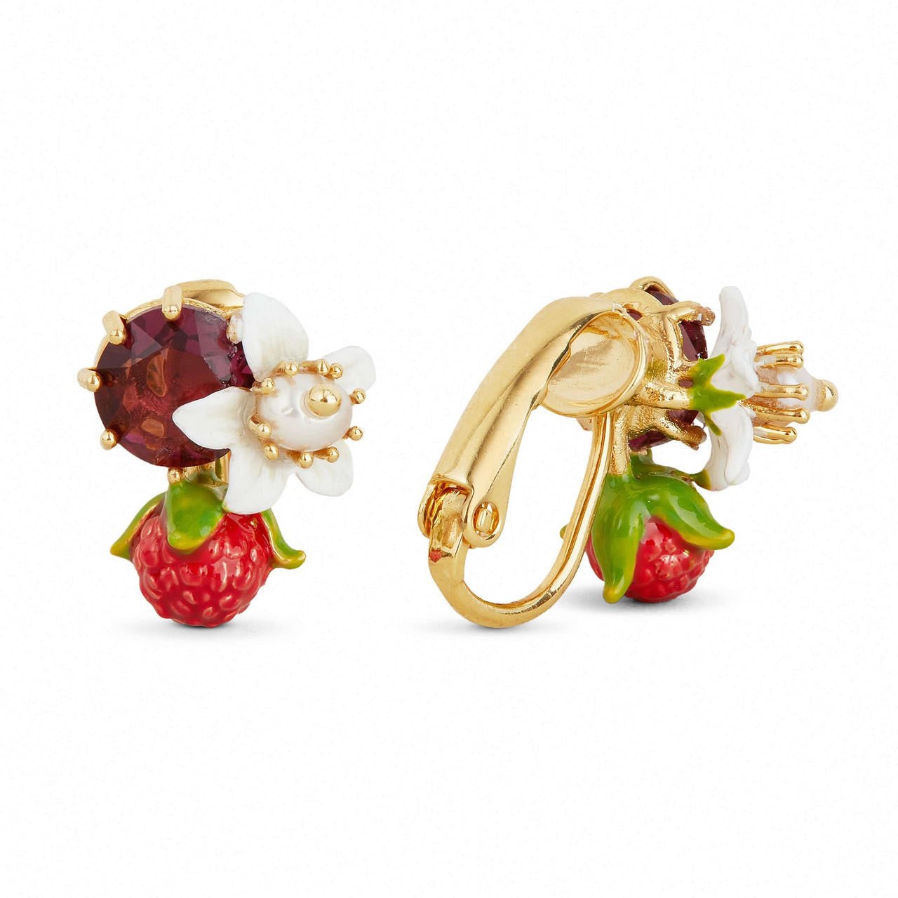 Raspberry And Flower Earrings | APVE1031 - Les Nereides