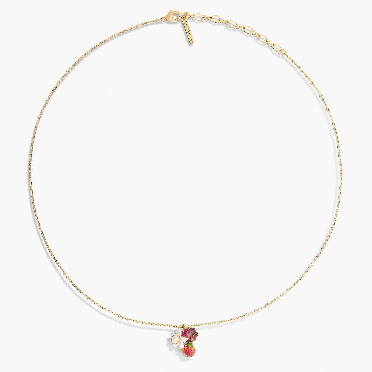 Raspberry And Flower Pendant Necklace | APVE3051 - Les Nereides