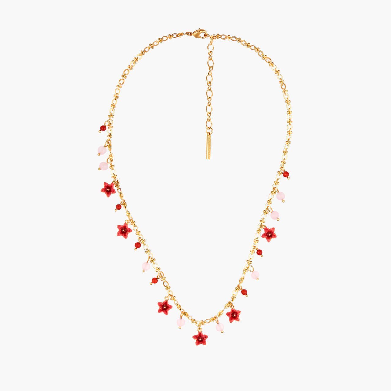 Raspberry And Miraculous Flowers Thin Necklace | AMCM3031 - Les Nereides