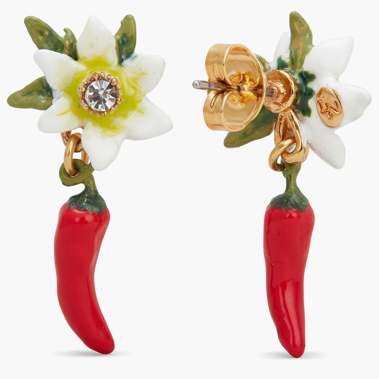 Red Chilli And Flower Earrings | APVE1051 - Les Nereides