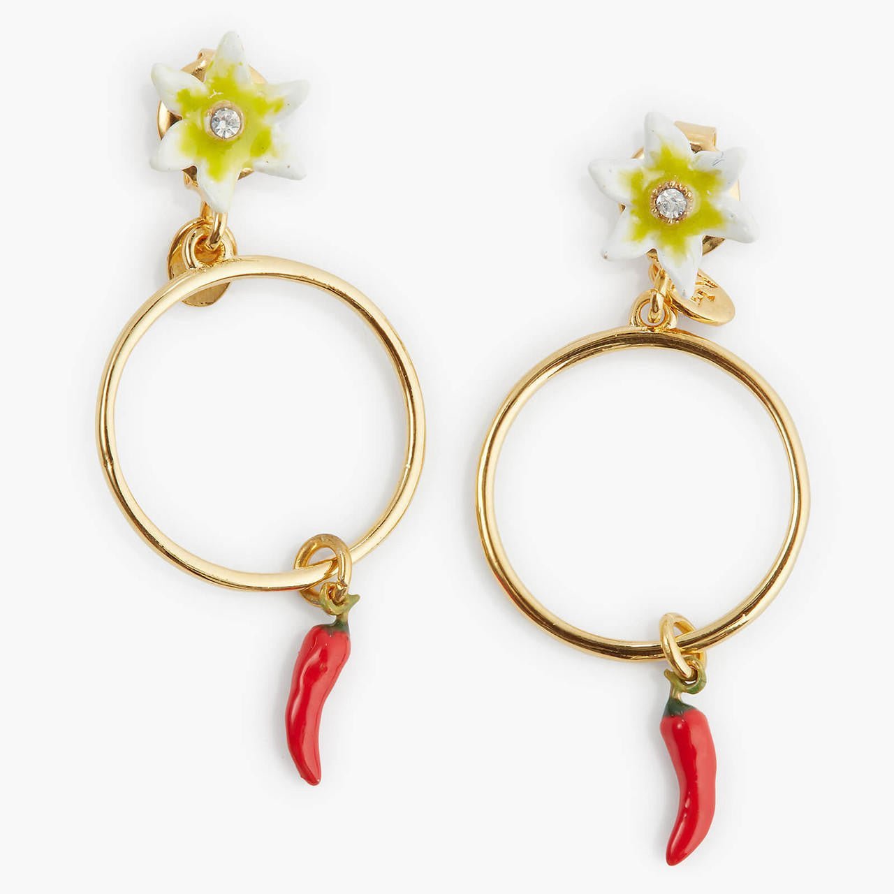 Red Chilli And Flower Hoop Earrings | APVE1061 - Les Nereides