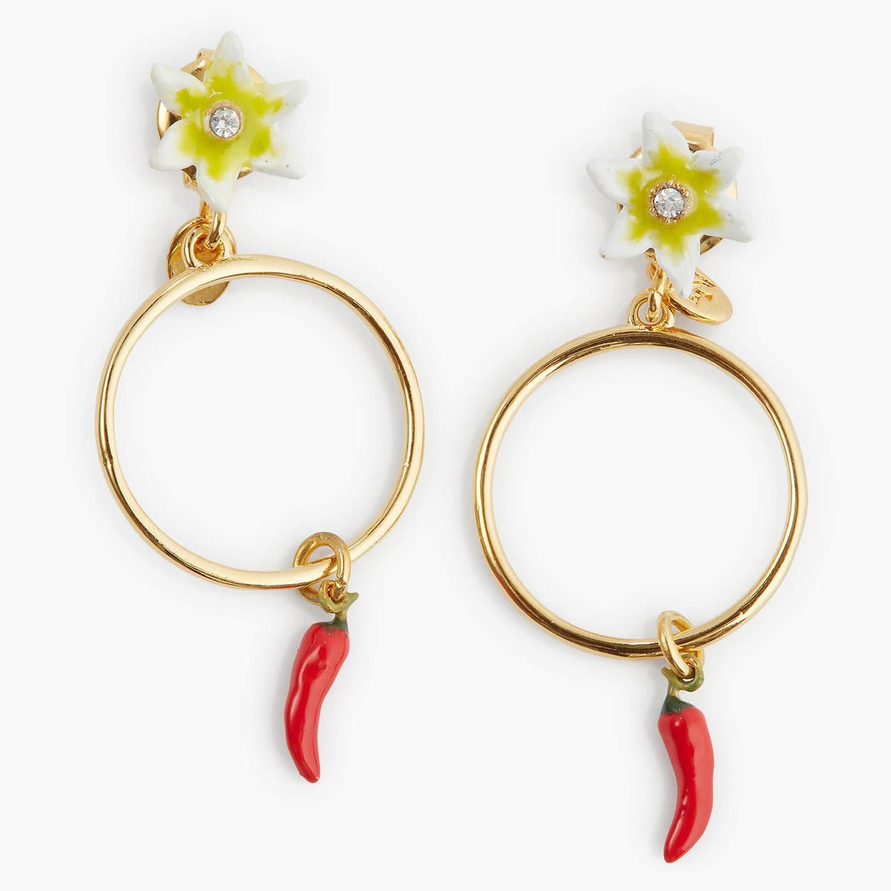 Red Chilli And Flower Hoop Earrings | APVE1061 - Les Nereides