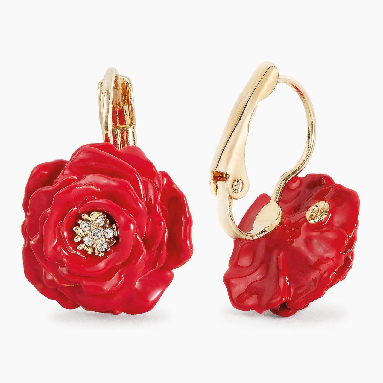 Red Rose Sleeper Earrings | AOLF1121 - Les Nereides
