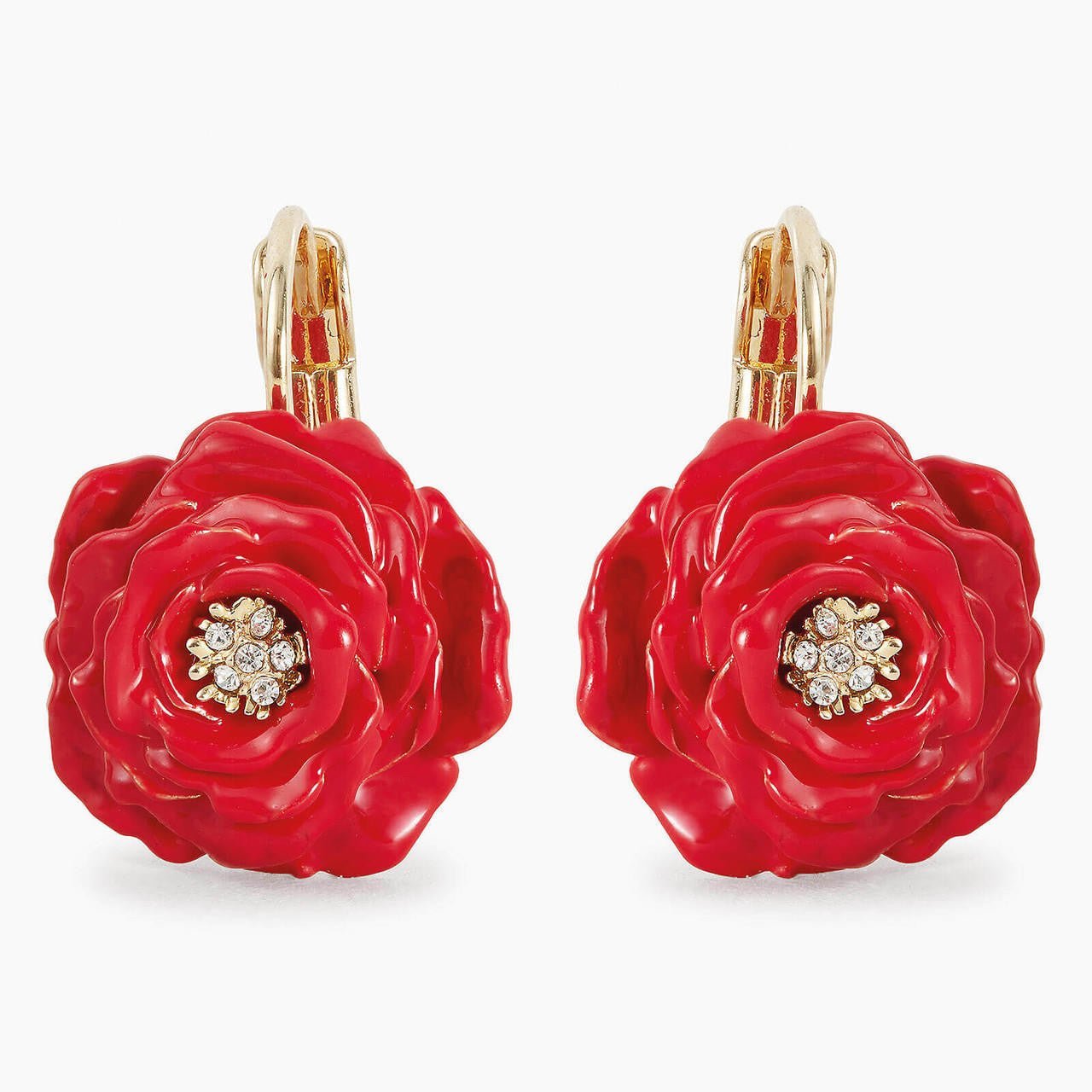 Red Rose Sleeper Earrings | AOLF1121 - Les Nereides