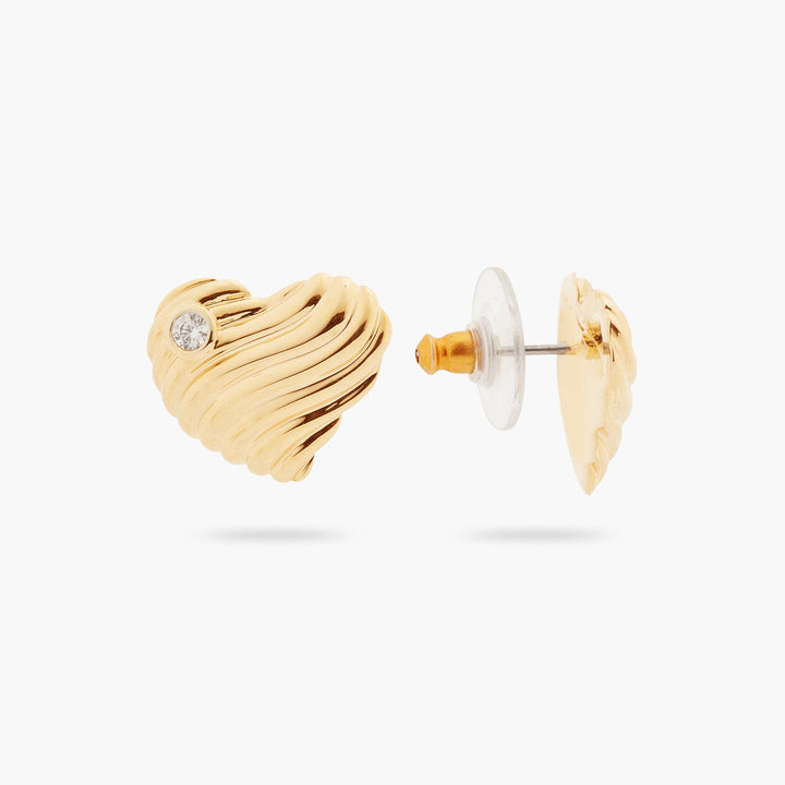 Ripple Effect Heart And Cubic Zirconia Earrings | ASAM1051 - Les Nereides