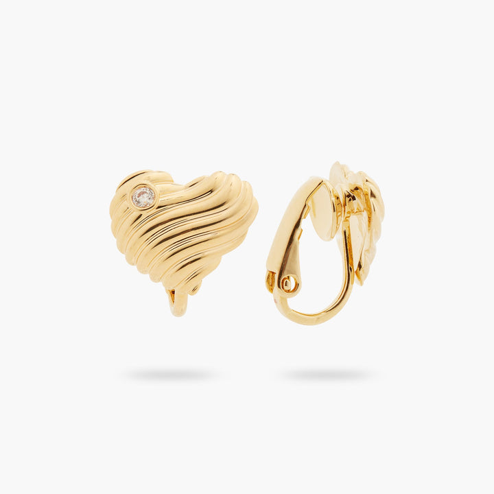 Ripple Effect Heart And Cubic Zirconia Earrings | ASAM1051 - Les Nereides