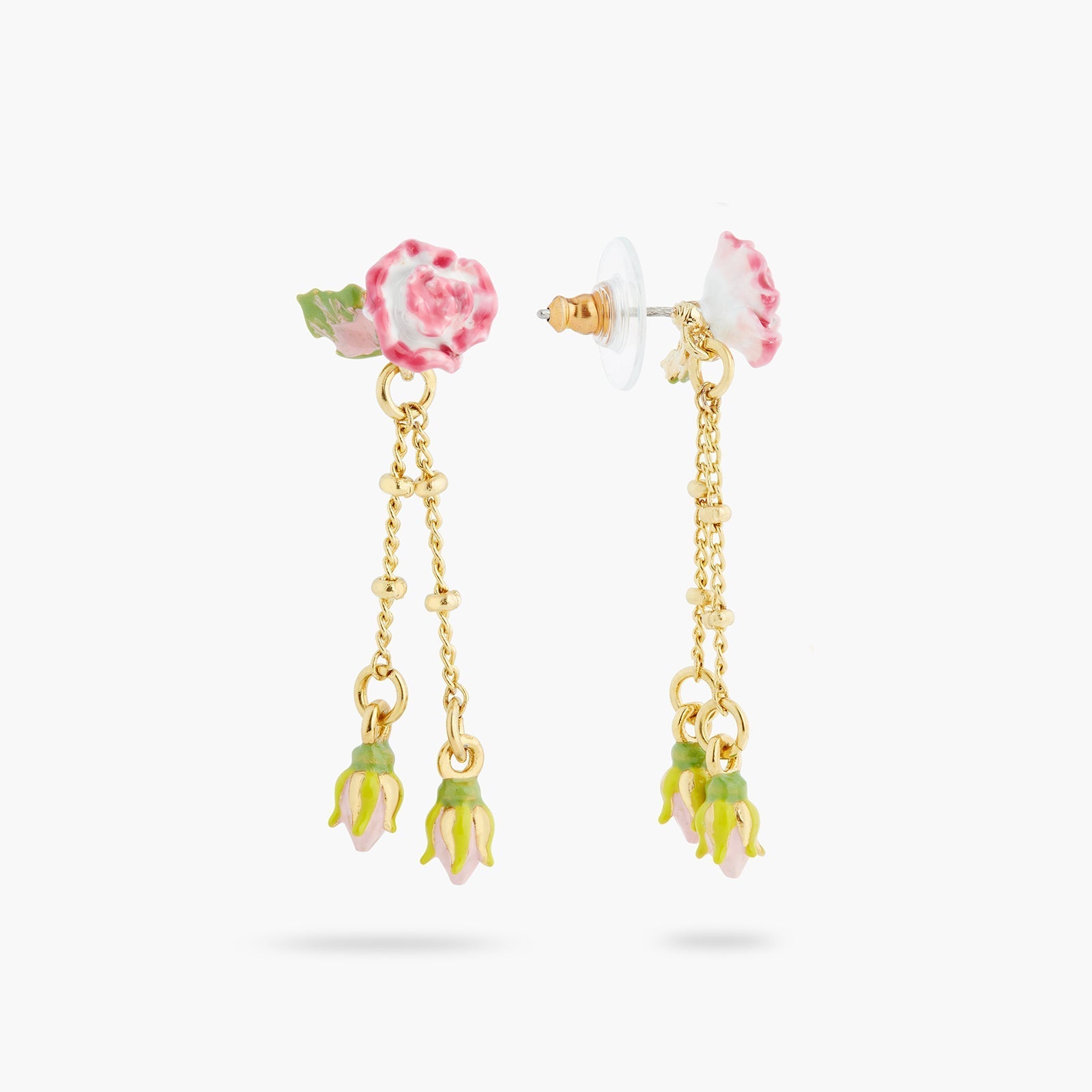 Rose and rosebud dangling earrings | ASRF1031 - Les Nereides