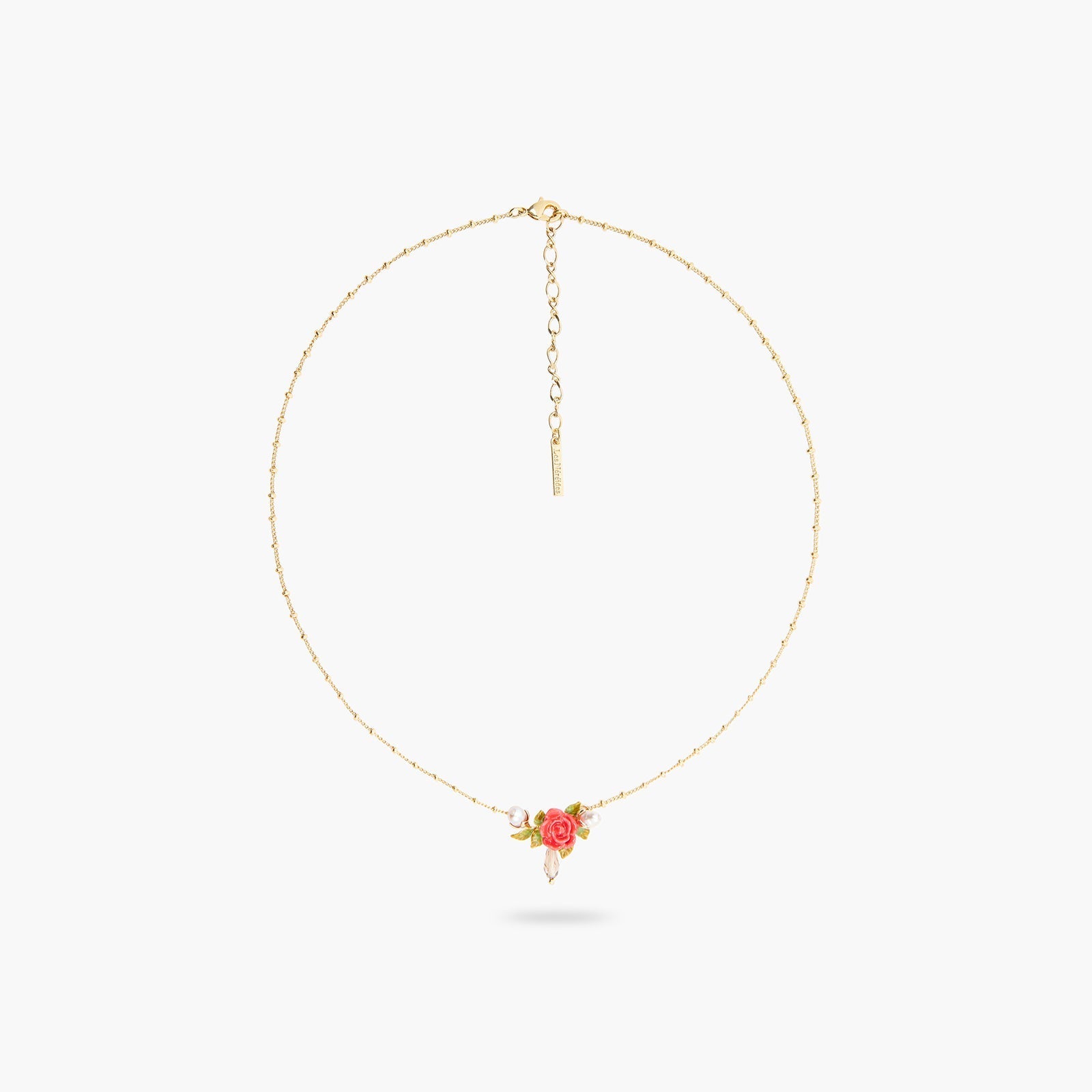 Rose, cultured pearl and crystal drop statement necklace | ASAR3071 - Les Nereides