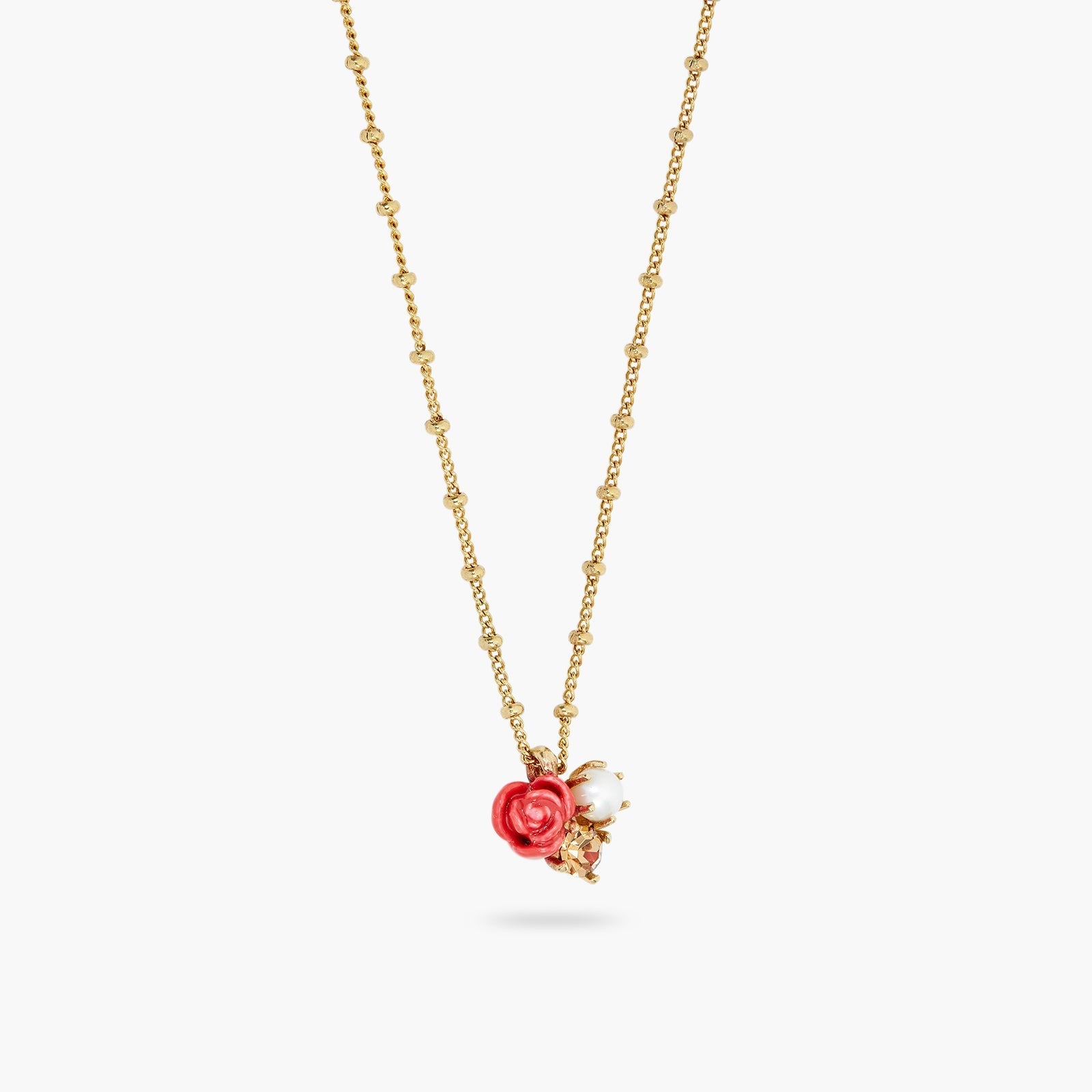 Rose, cultured pearl and stone pendant necklace | ASAR3081 - Les Nereides
