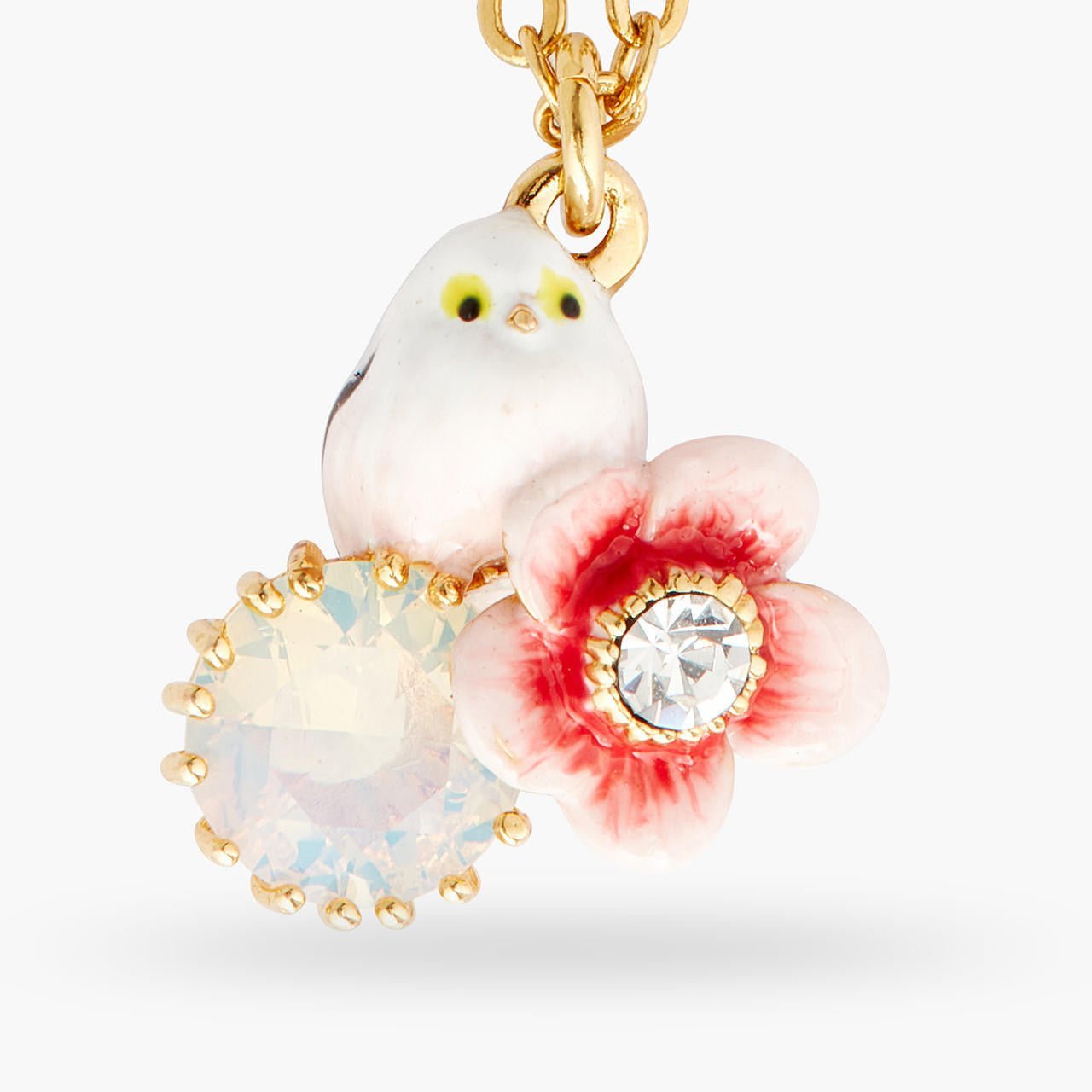 Rose hip and long - tailed titmouse necklace | AQLA3031 - Les Nereides