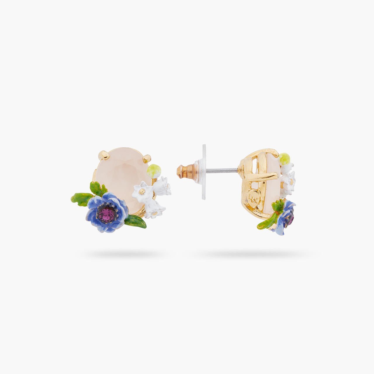 Rose Quartz And Floral Composition Earrings | ARPF1061 - Les Nereides