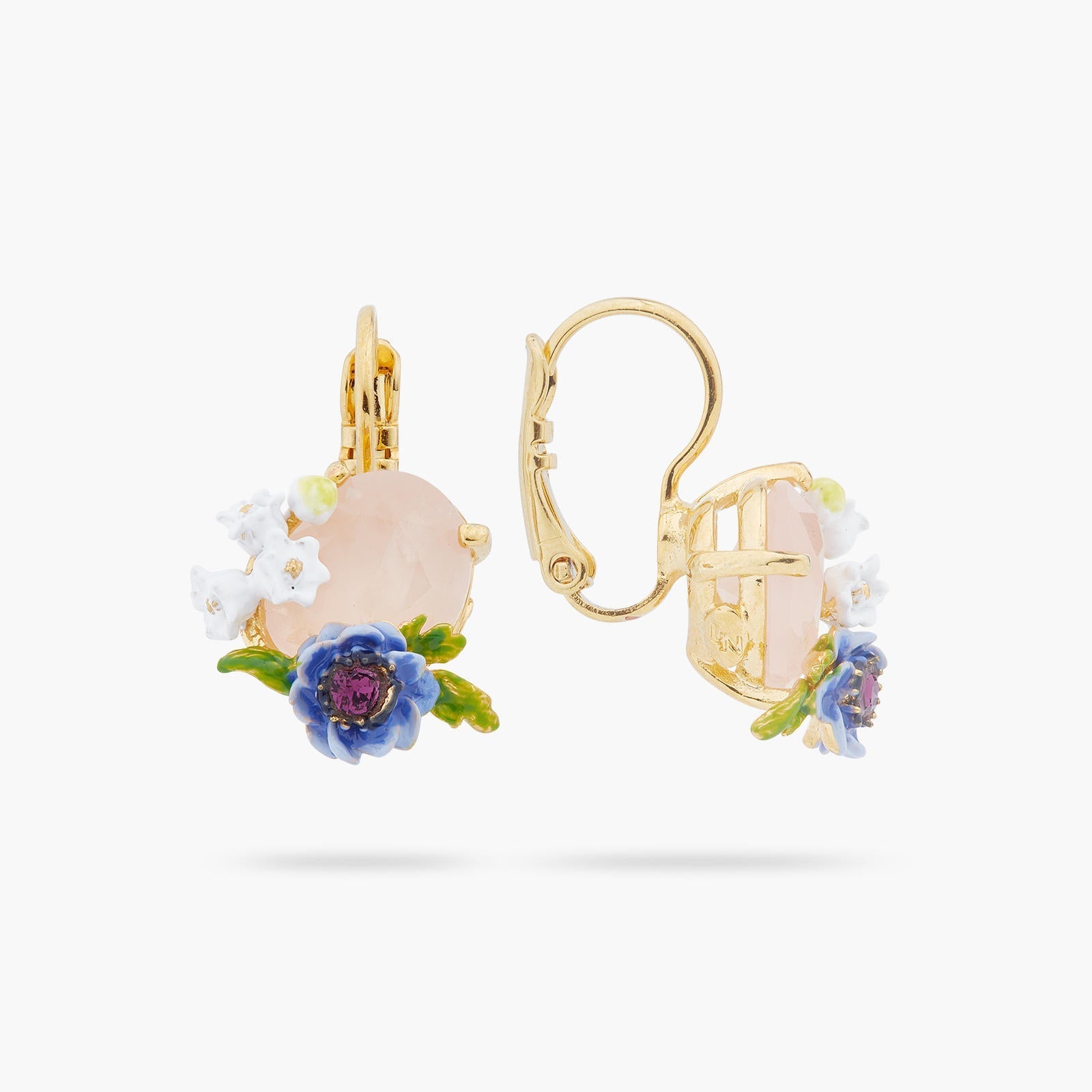 Rose Quartz And Floral Composition Earrings | ARPF1061 - Les Nereides
