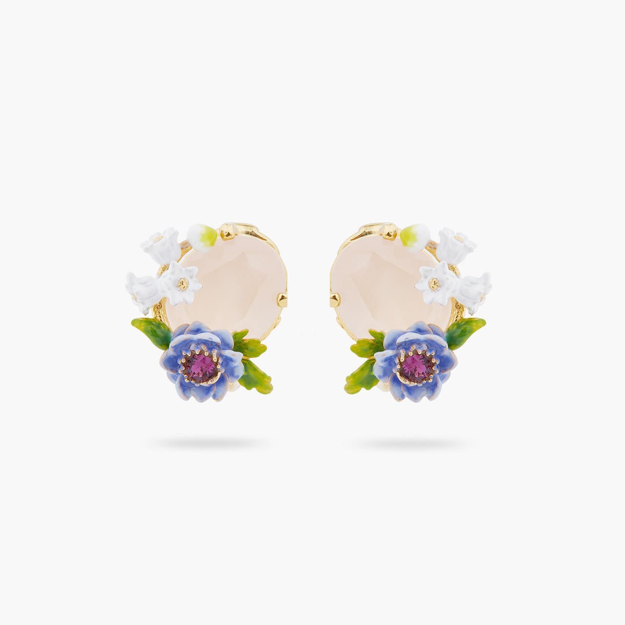 Rose Quartz And Floral Composition Earrings | ARPF1061 - Les Nereides