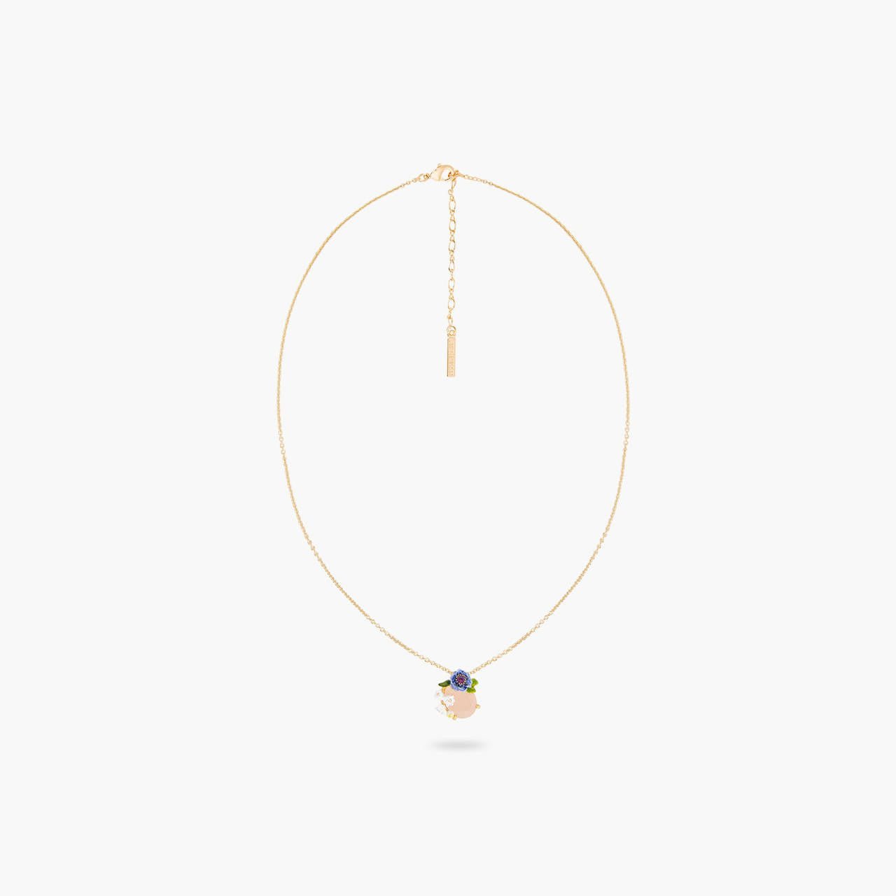Rose Quartz And Floral Composition Pendant Necklace | ARPF3041 - Les Nereides