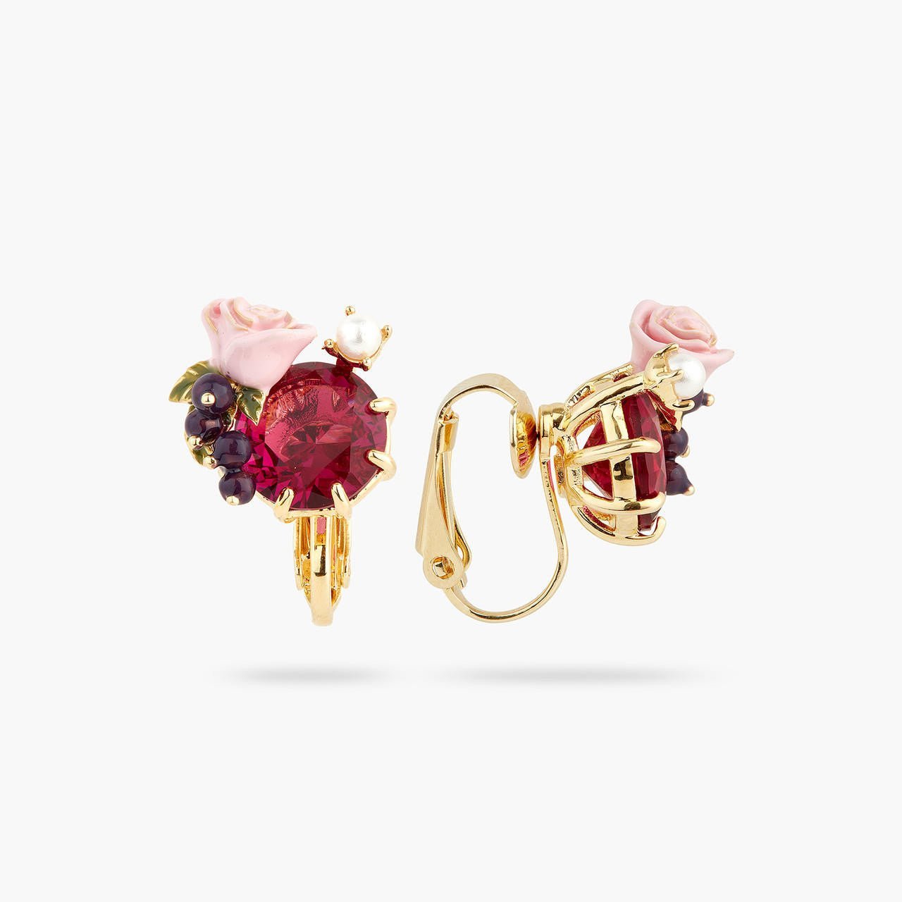 Roses And Blackcurrant Berries Earrings | AQNC1041 - Les Nereides