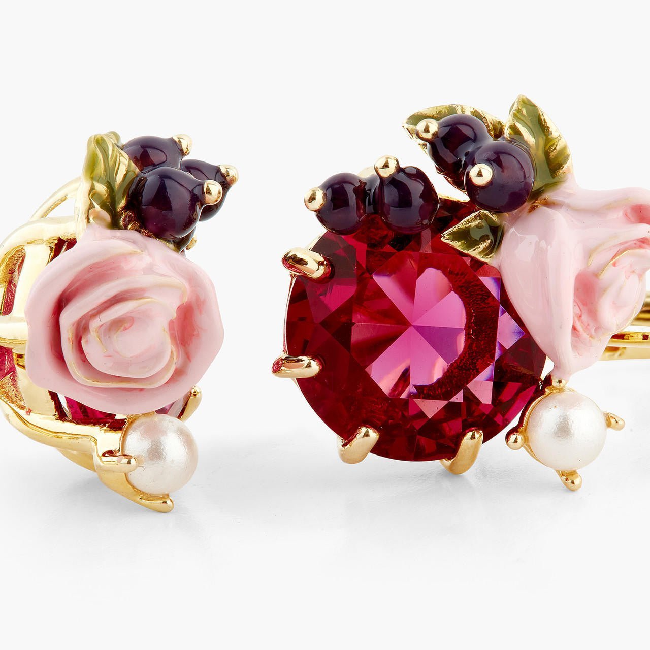 Roses And Blackcurrant Berries Earrings | AQNC1041 - Les Nereides