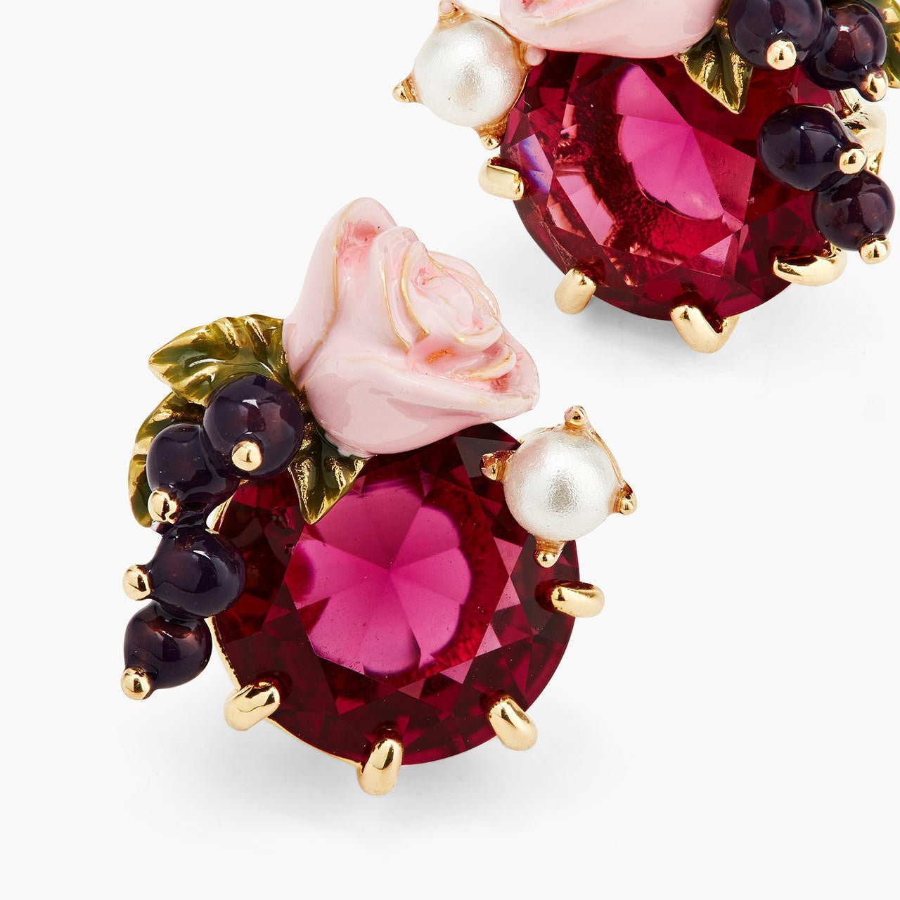Roses And Blackcurrant Berries Earrings | AQNC1041 - Les Nereides