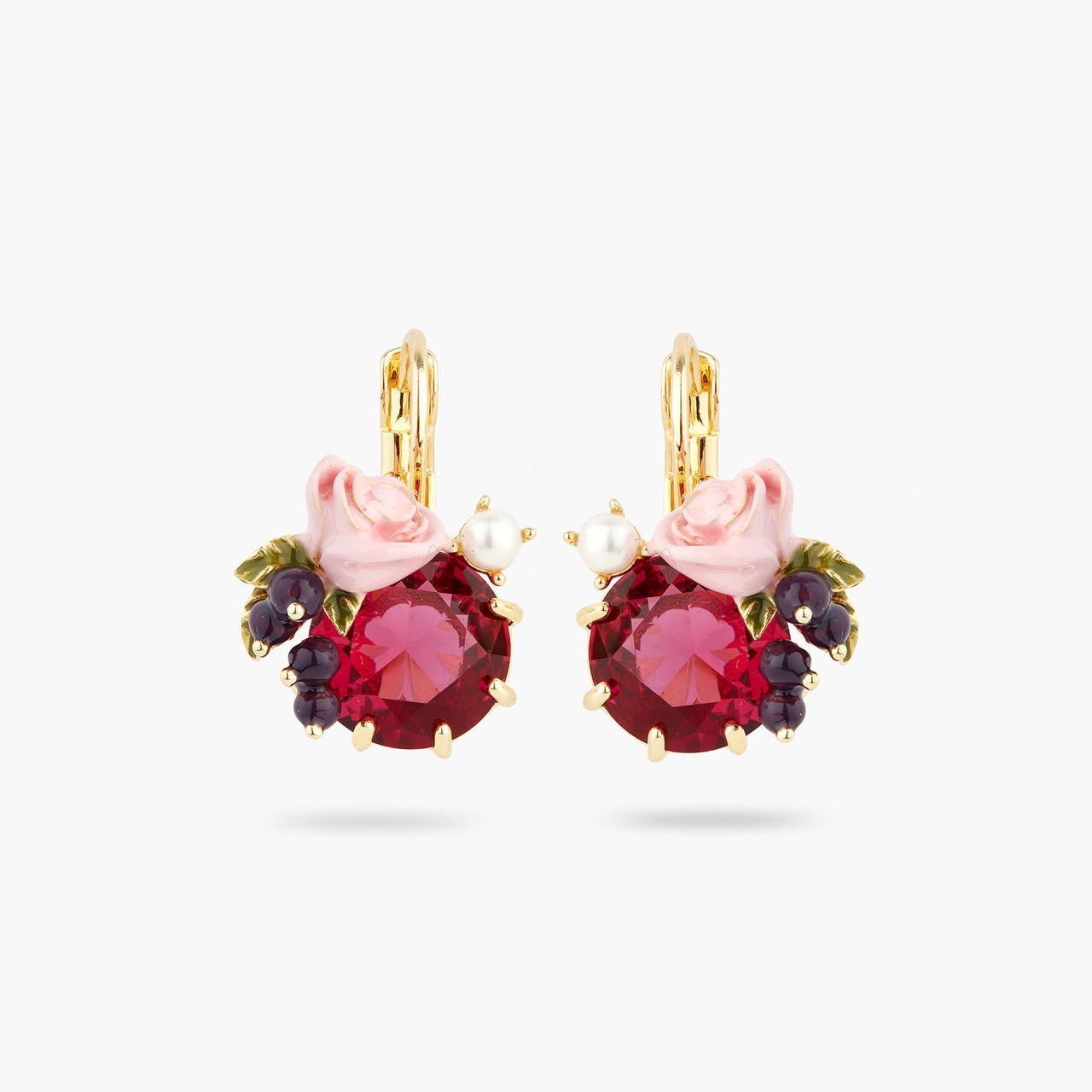 Roses And Blackcurrant Berries Earrings | AQNC1041 - Les Nereides