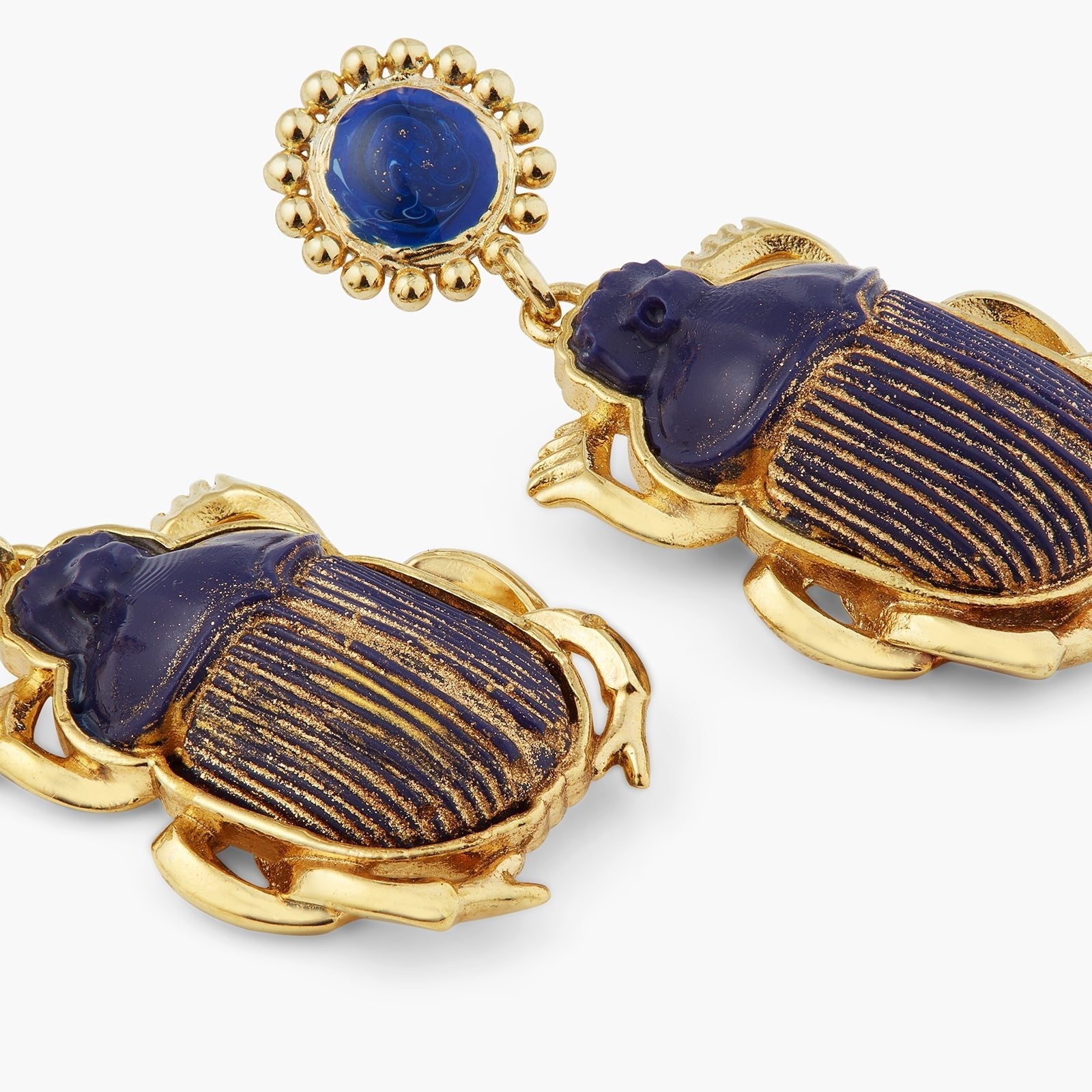 Sacred Egyptian Blue Scarab Beetle Earrings | ASNI1021 - Les Nereides