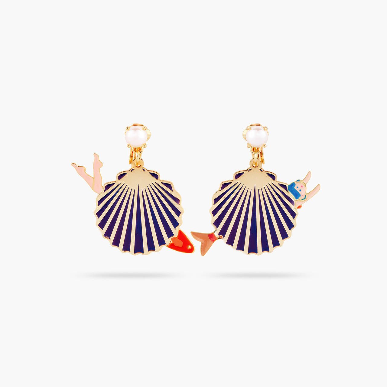 Sea shell and mermaid earrings | AQUI1031 - Les Nereides