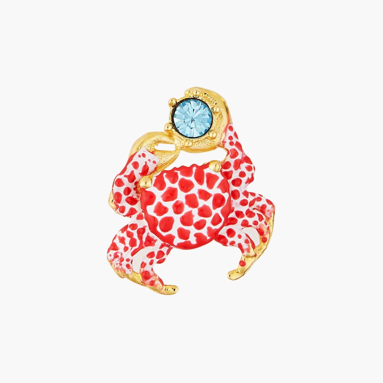 Seashell And Scarlet Crab Asymmetrical Post Earrings | AOGL1041 - Les Nereides