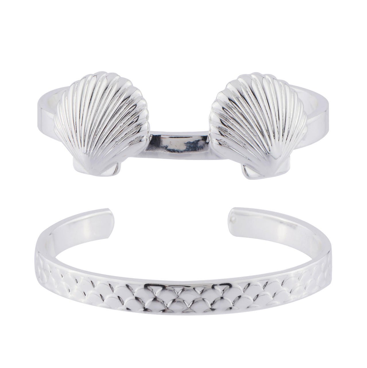 Set Of 2 Rigid Je Suis Une Sirène Silver Bracelet | AHJS2031 - Les Nereides