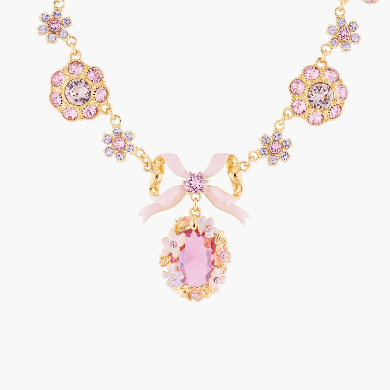 Shades Of Pink Crystals "Yes, I Do" Pendant Necklace | AKJV301 - Les Nereides