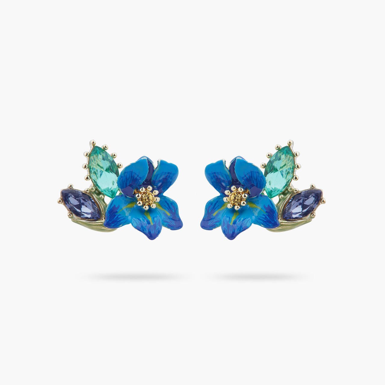 Siberian Iris And Faceted Crystal Earrings | ARIV1061 - Les Nereides