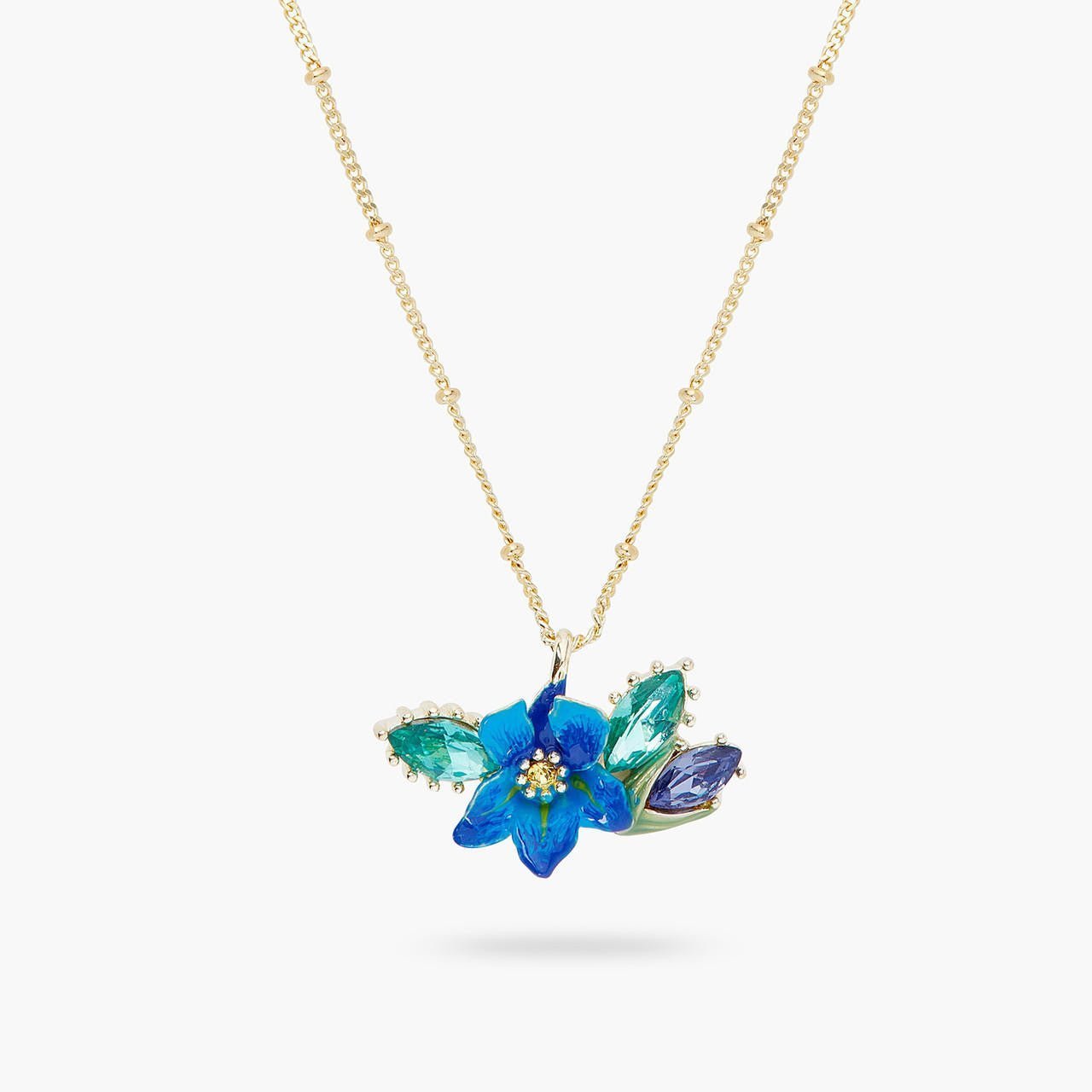 Siberian Iris And Faceted Crystal Pendant Necklace | ARIV3061 - Les Nereides