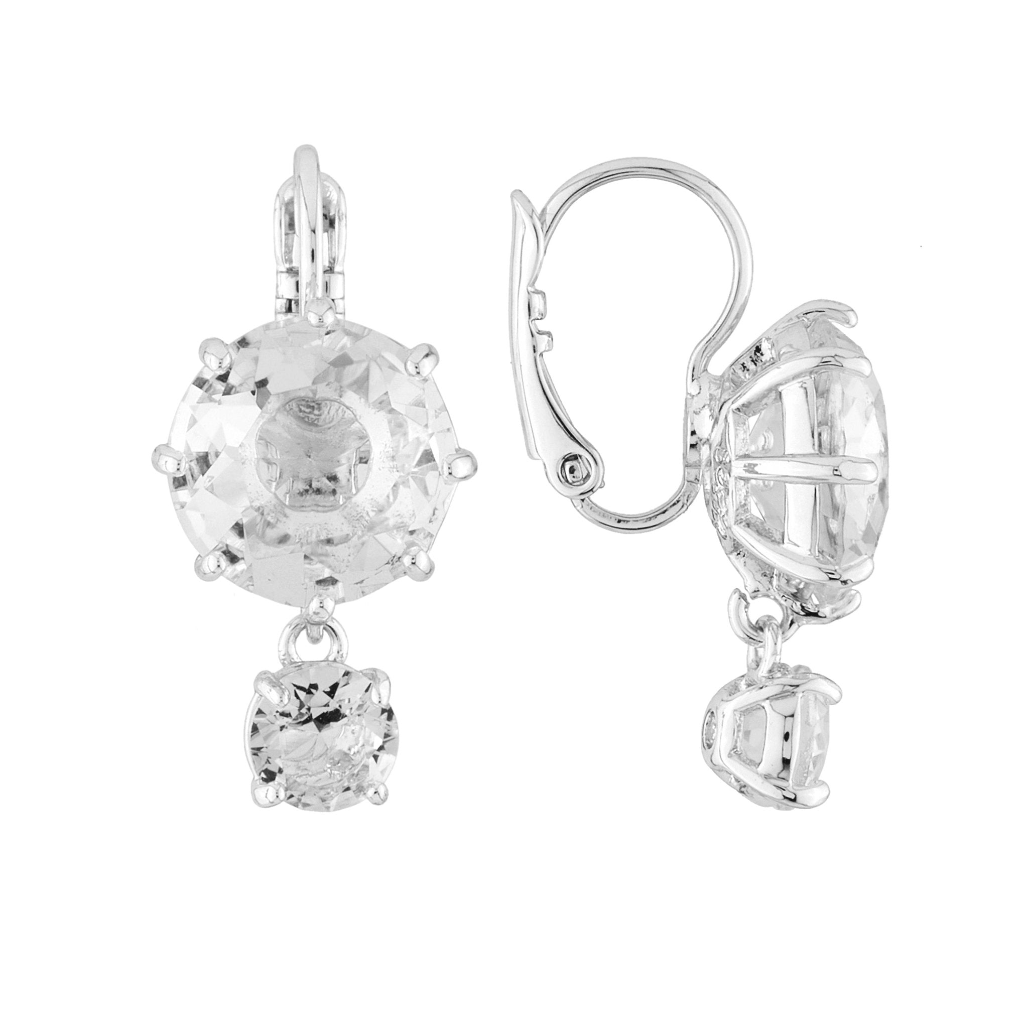 Silver 2 Round Stones La Diamantine Dormeuses Earrings | AILD1263 - Les Nereides