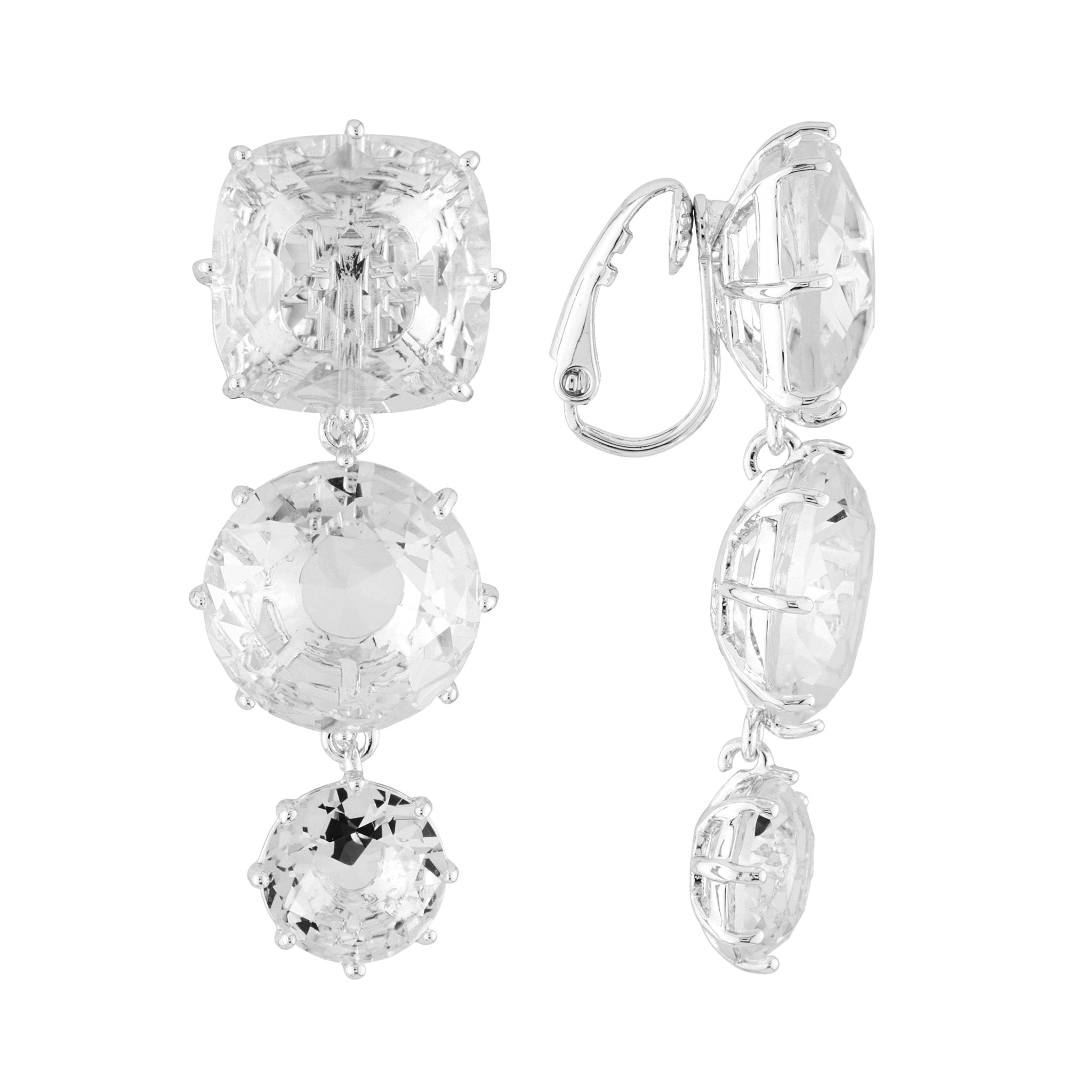 Silver 3 Stones La Diamantine Earrings | AILD136C/3 - Les Nereides