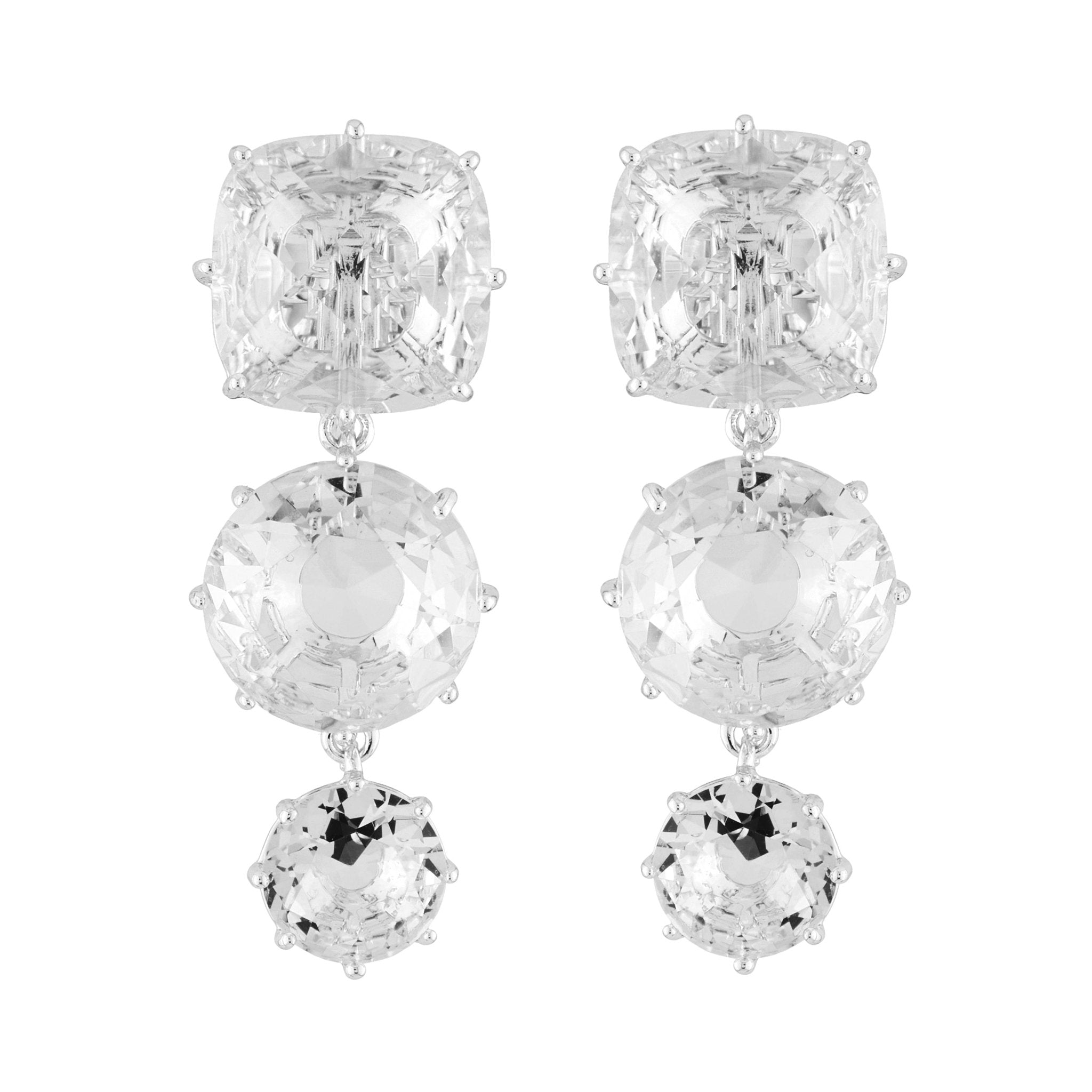 Silver 3 Stones La Diamantine Earrings | AILD136C/3 - Les Nereides