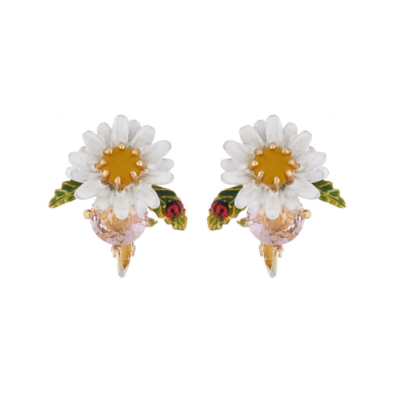 Small Daisy On Faceted Crystal Earrings | AIPR1051 - Les Nereides