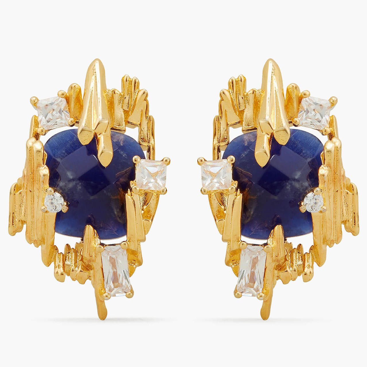 Sodalite And Gold Rock Earrings | APTM1021 - Les Nereides