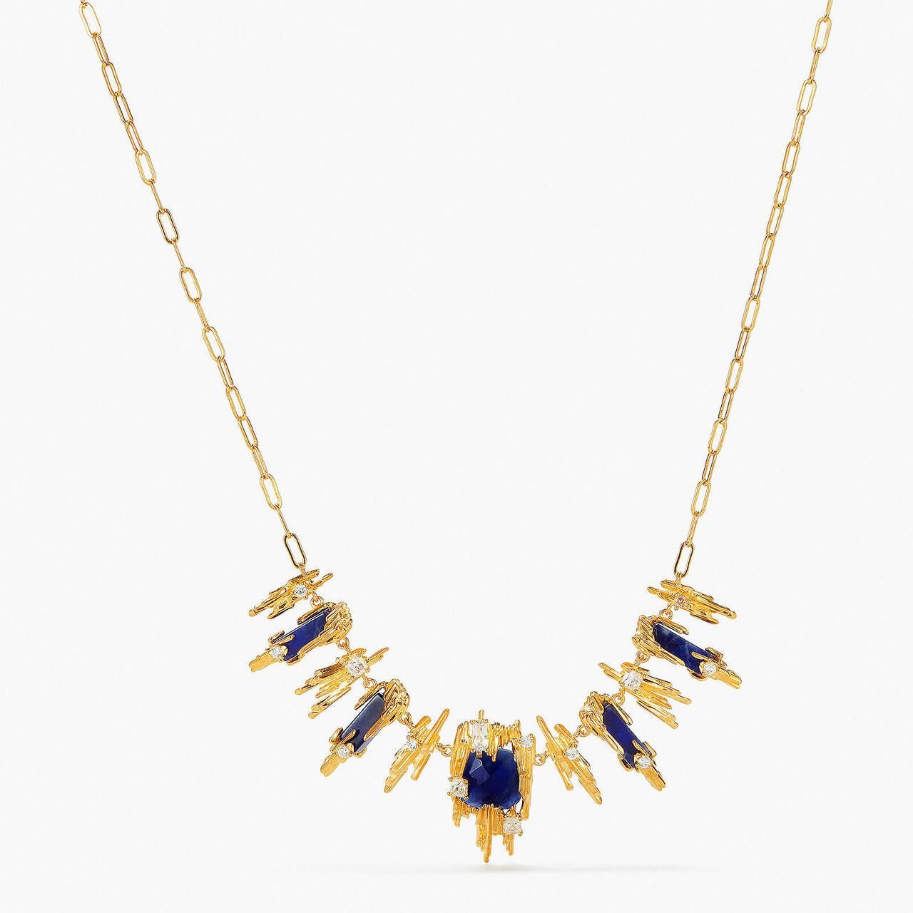 Sodalite And Gold Rock Statement Necklace | APTM3021 - Les Nereides