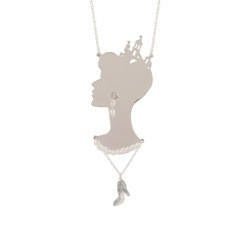 Soulier de Verre Silver+Pink Cinderella'S Profile Necklace | ADCD3101 - Les Nereides