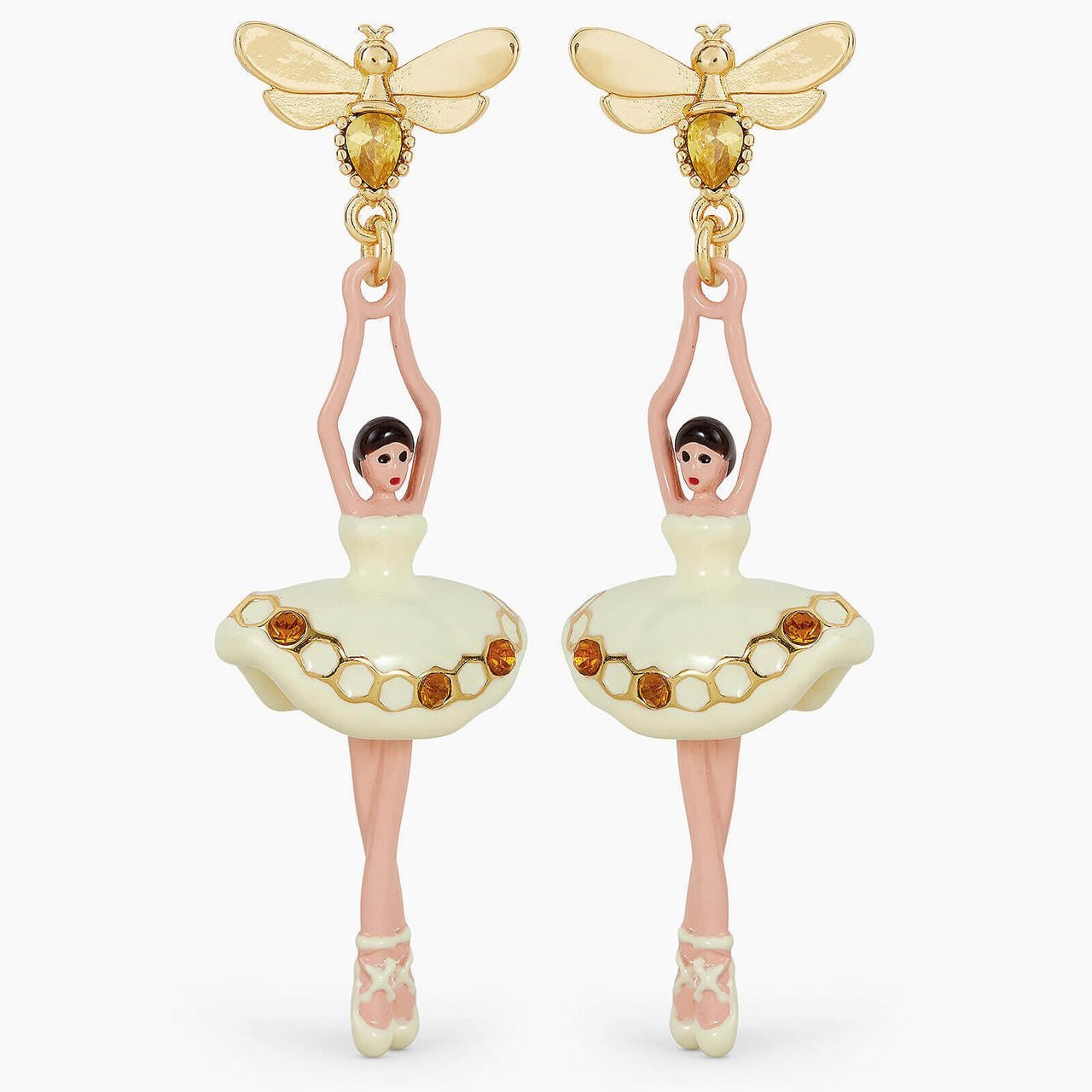 Sparkling Rhinestone Ballerina And Bee Earrings | APDD1151 - Les Nereides