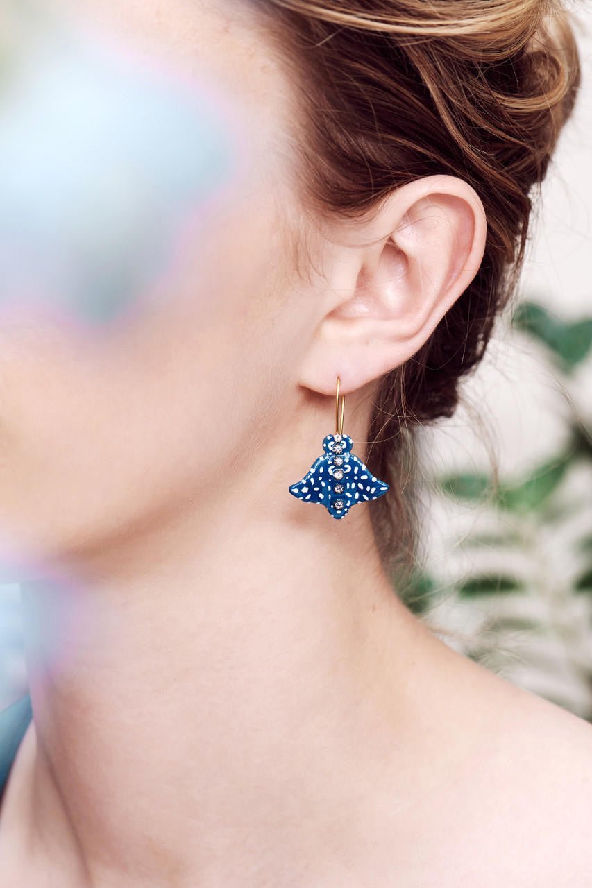 Speckled Eagle Ray Hook Earrings | AOGL1071 - Les Nereides