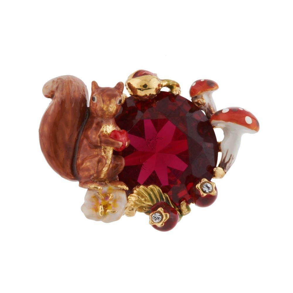 Squirrel With Mushrooms And Red Stone 50 Rings | AGSF605/11 - Les Nereides