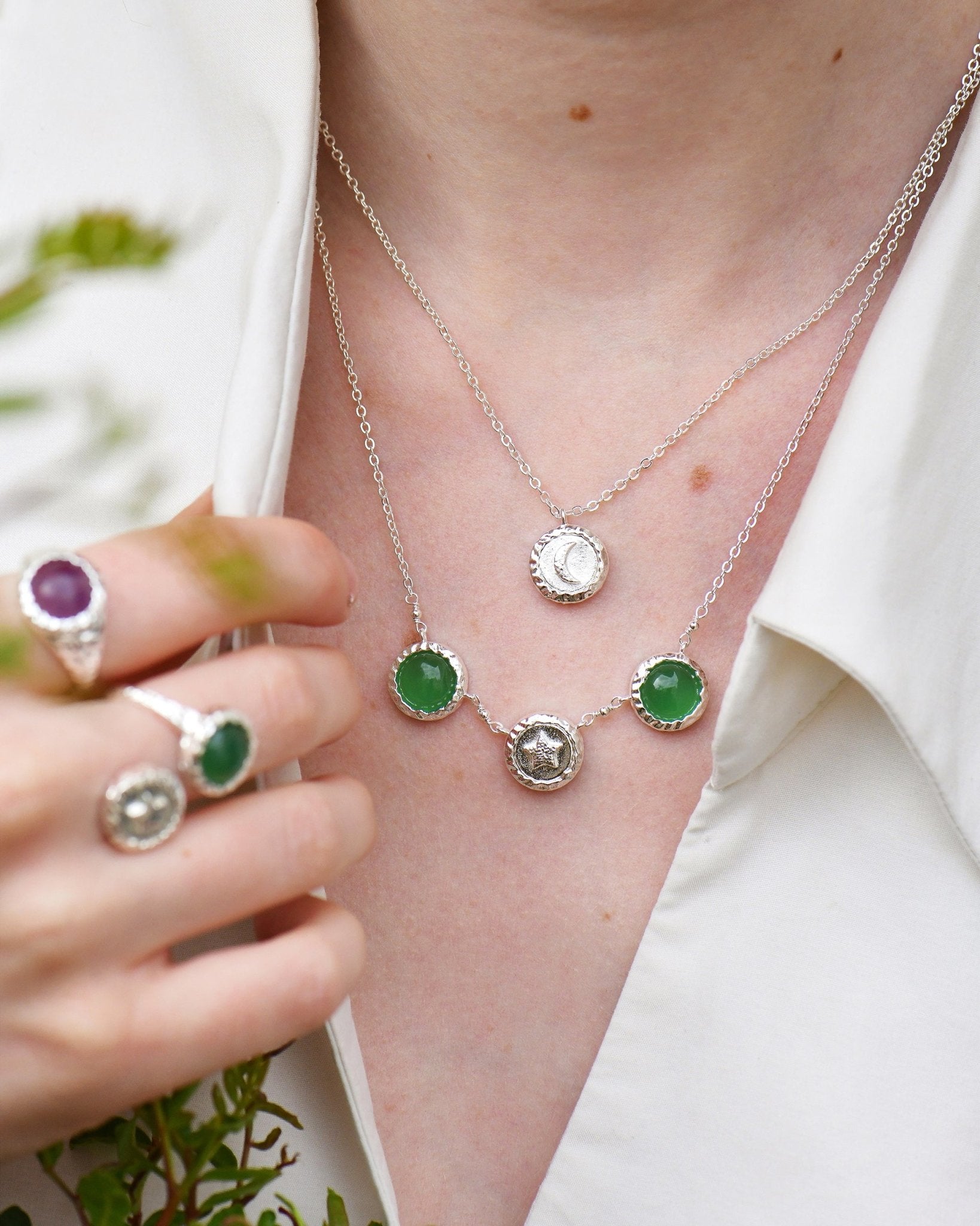 Star And Green Agate Pendant Necklace | AKBC303 - Les Nereides