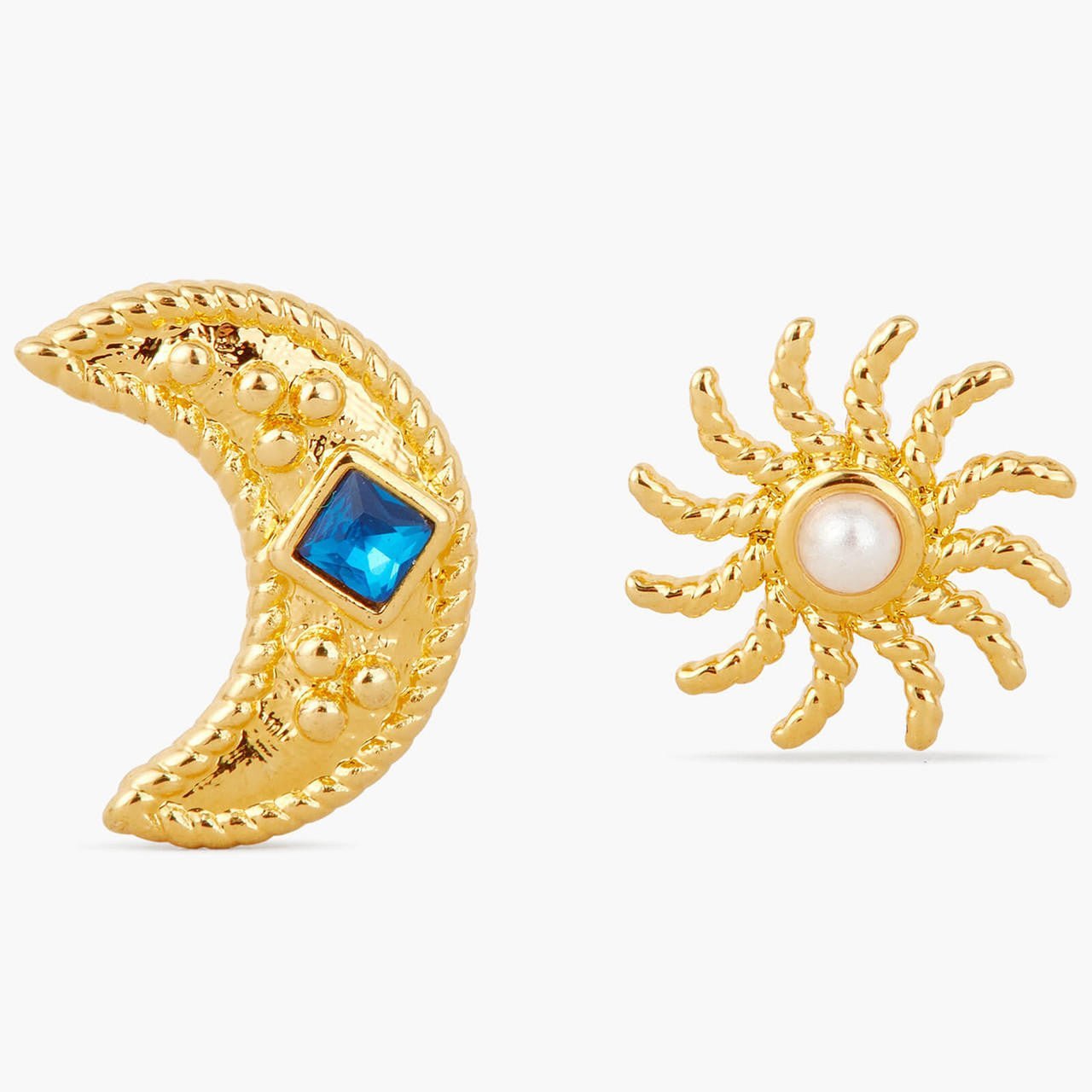 Sun And Moon Asymmetrical Earrings | APJS1081 - Les Nereides