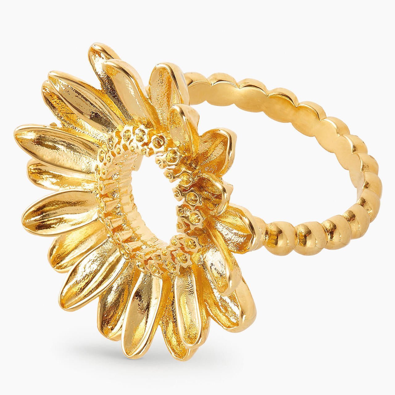 Sunflower And Beaded Band Cocktail Ring | APCO6061 - Les Nereides