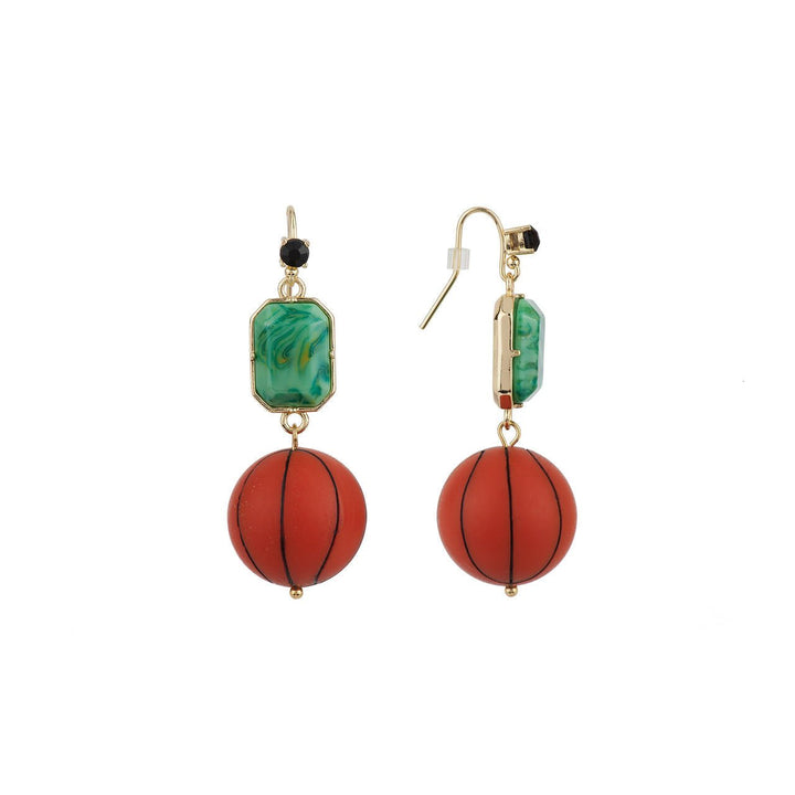 Theé Sports Dome Basketball And Fancy Green Cabochon Basketball Earrings | ACSD1021 - Les Nereides