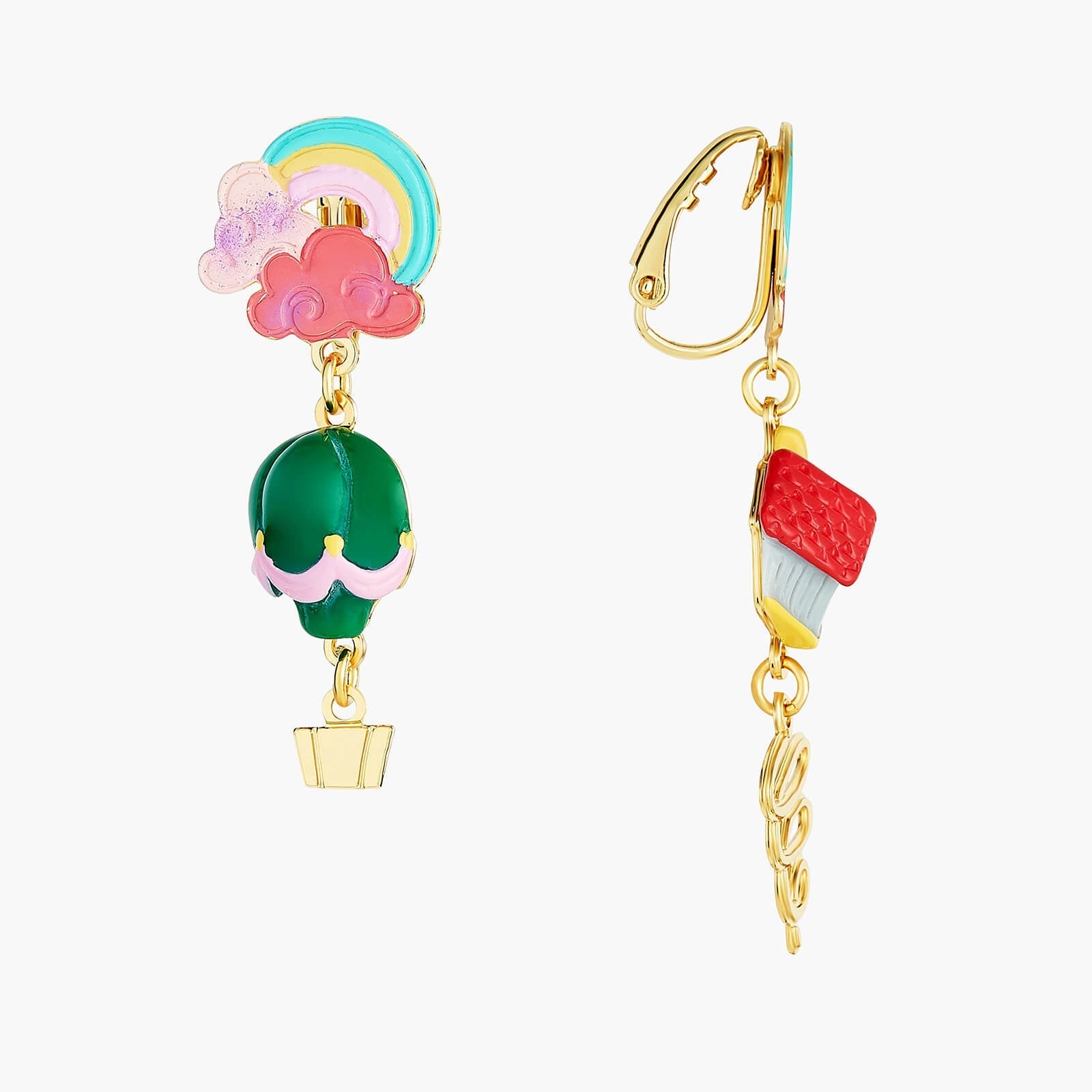 Theé Toto & Dorothy Rainbow House And Hot Air Balloon Earrings | ANOZ104C/1 - Les Nereides