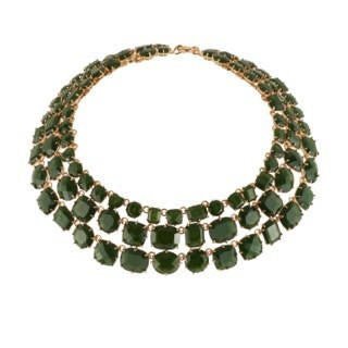 Triple Row La Diamantine 49Cm Forest Green Necklace | AELD3171 - Les Nereides